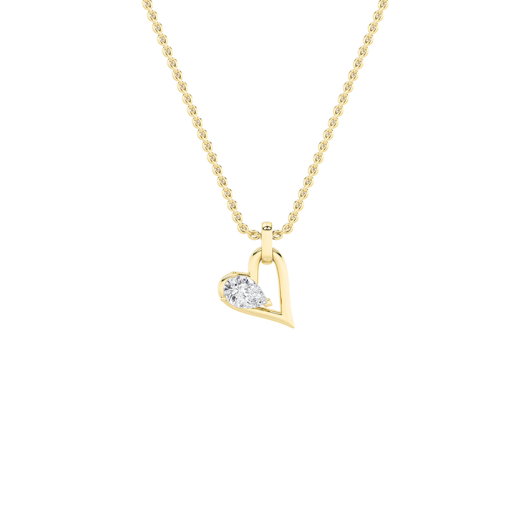 1Cttw Pear Shaped Lab Grown Diamond (F/VS) Heart Shaped Dangle Pendant in 14K Gold