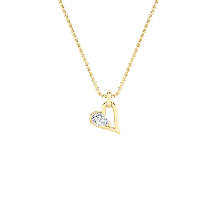 1Cttw Pear Shaped Lab Grown Diamond (F/VS) Heart Shaped Dangle Pendant in 14K Gold
