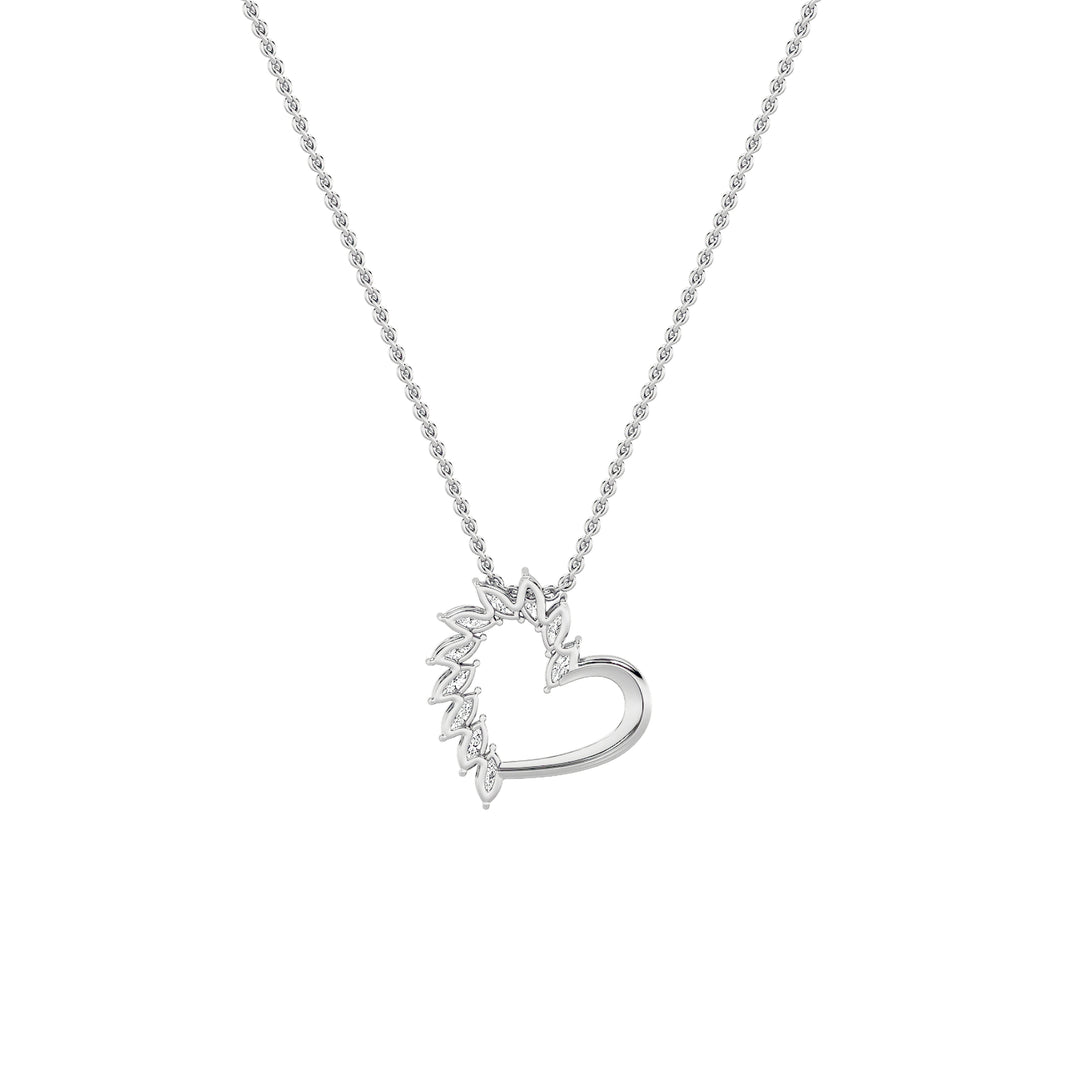 2Cttw Marquise Shaped Lab Grown Diamond (F/VS) Heart Shaped Pendant in 14K Gold