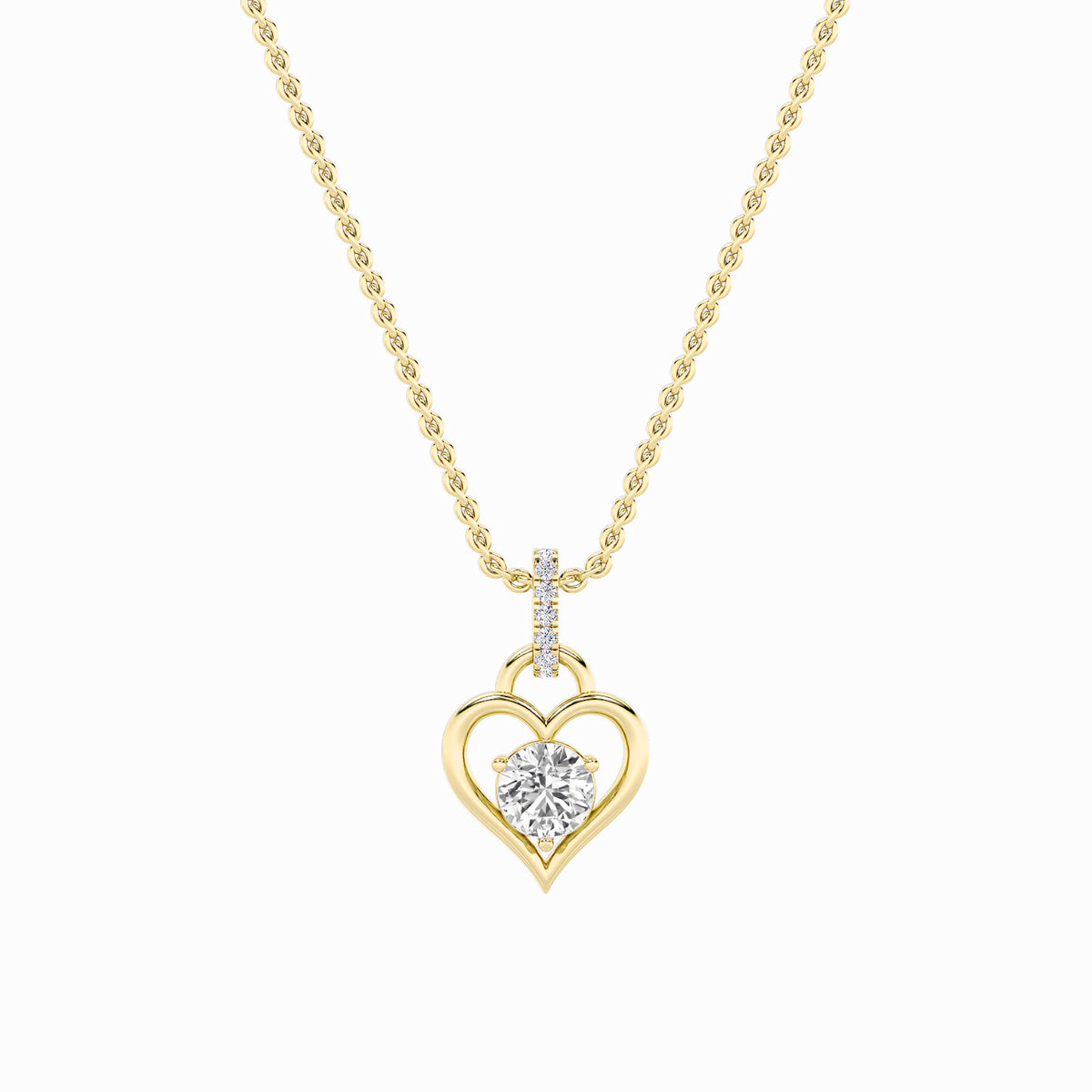 1.5Cttw Round Shaped Lab Grown Diamond (F/VS) Heart Shaped Pendant in 14K Gold