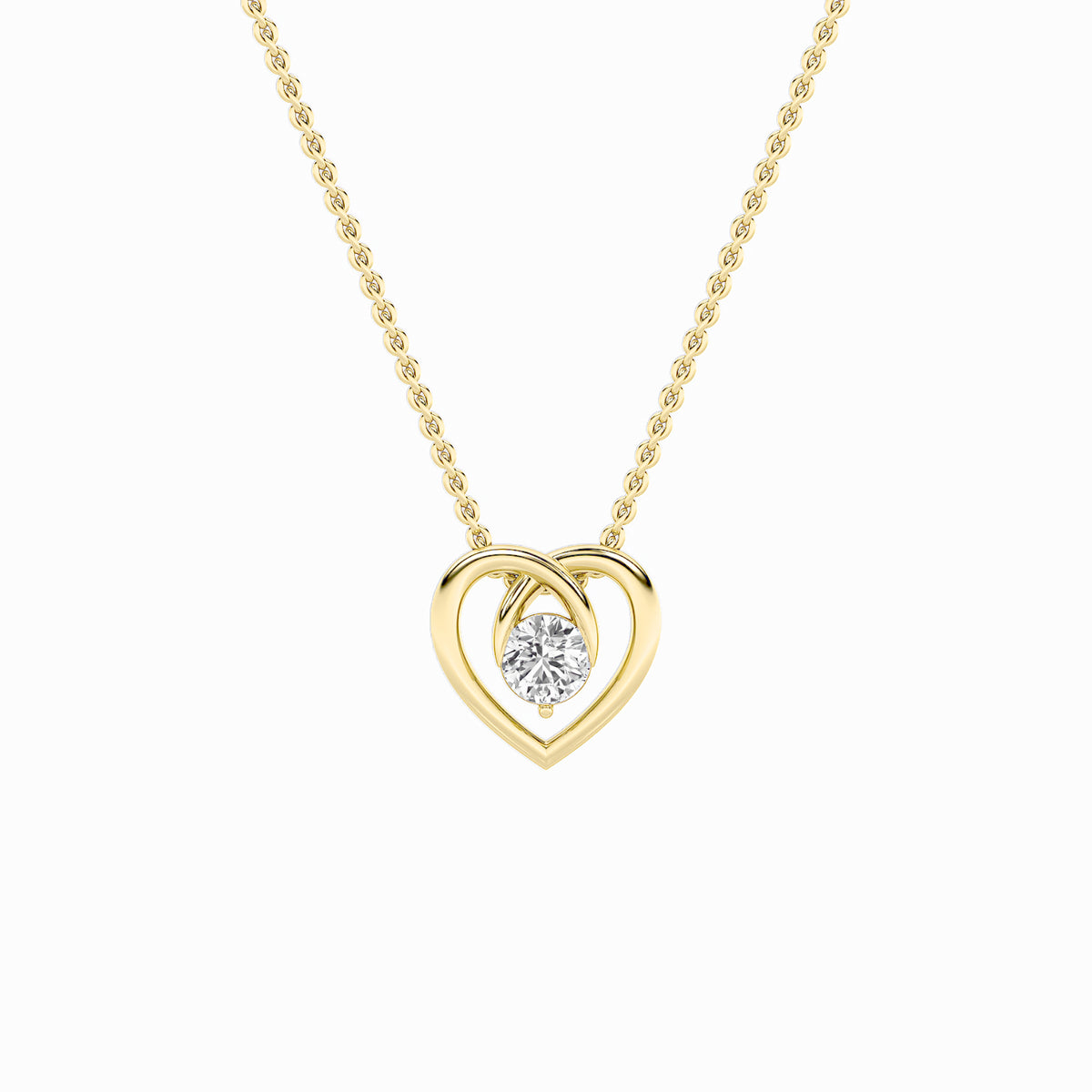 1Cttw Round Shaped Lab Grown Diamond (F/VS) HeartShaped Pendant in 14K Gold