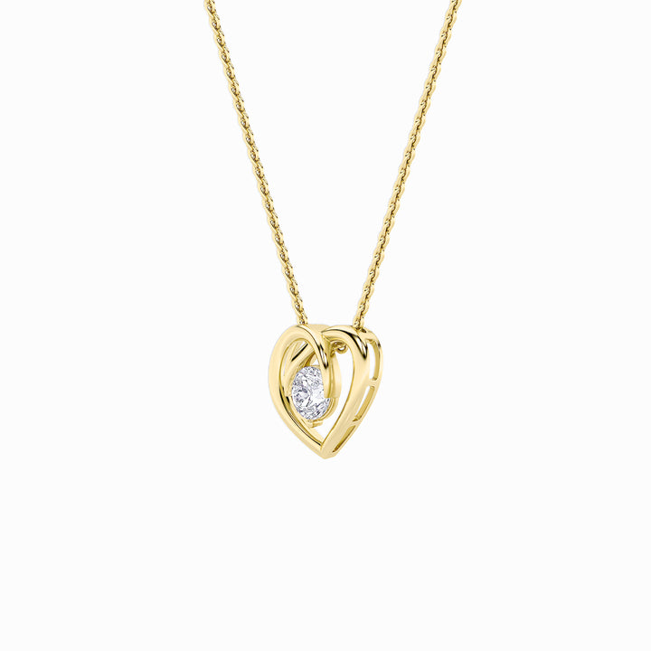 1Cttw Round Shaped Lab Grown Diamond (F/VS) HeartShaped Pendant in 14K Gold