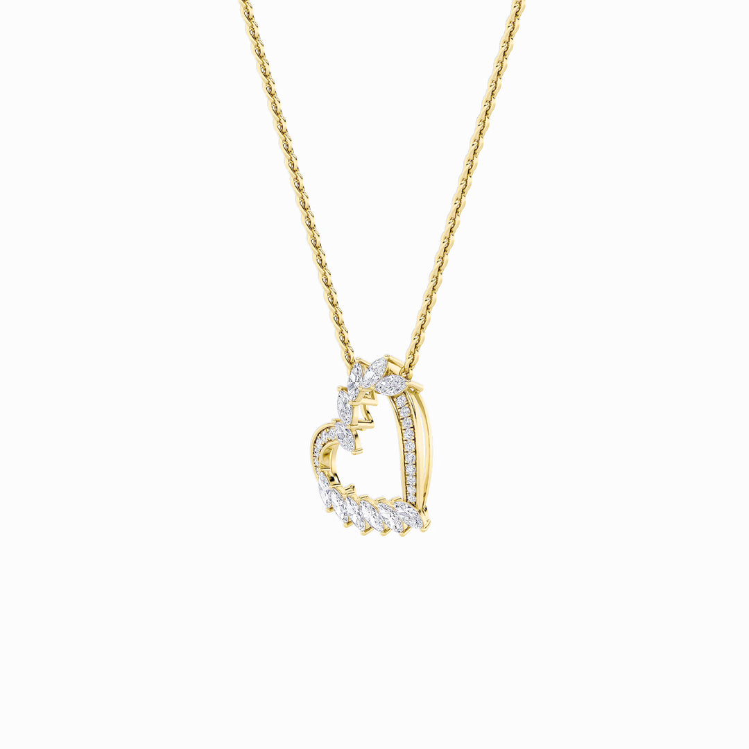 2.5Cttw Marquise Shaped Lab Grown Diamond (F/VS) Heart Shaped Pendant in 14K Gold