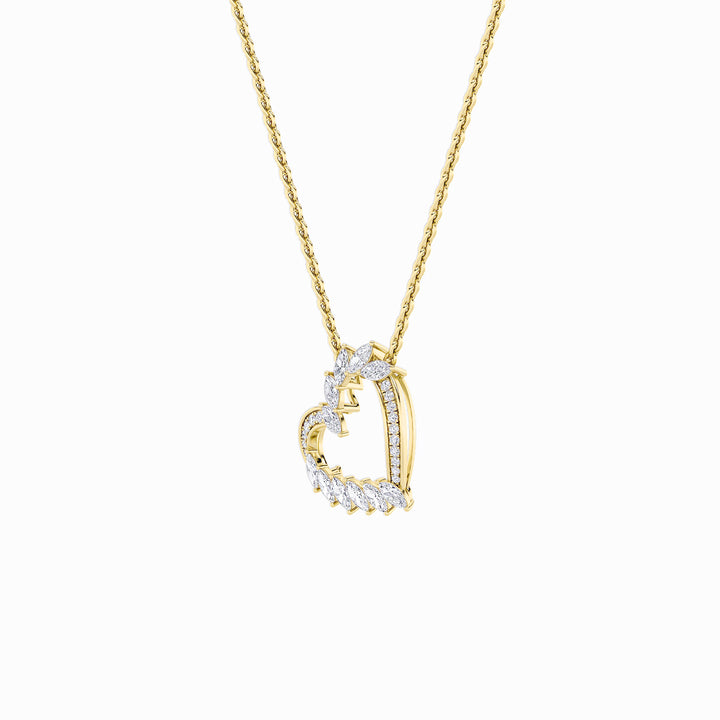 2.5Cttw Marquise Shaped Lab Grown Diamond (F/VS) Heart Shaped Pendant in 14K Gold