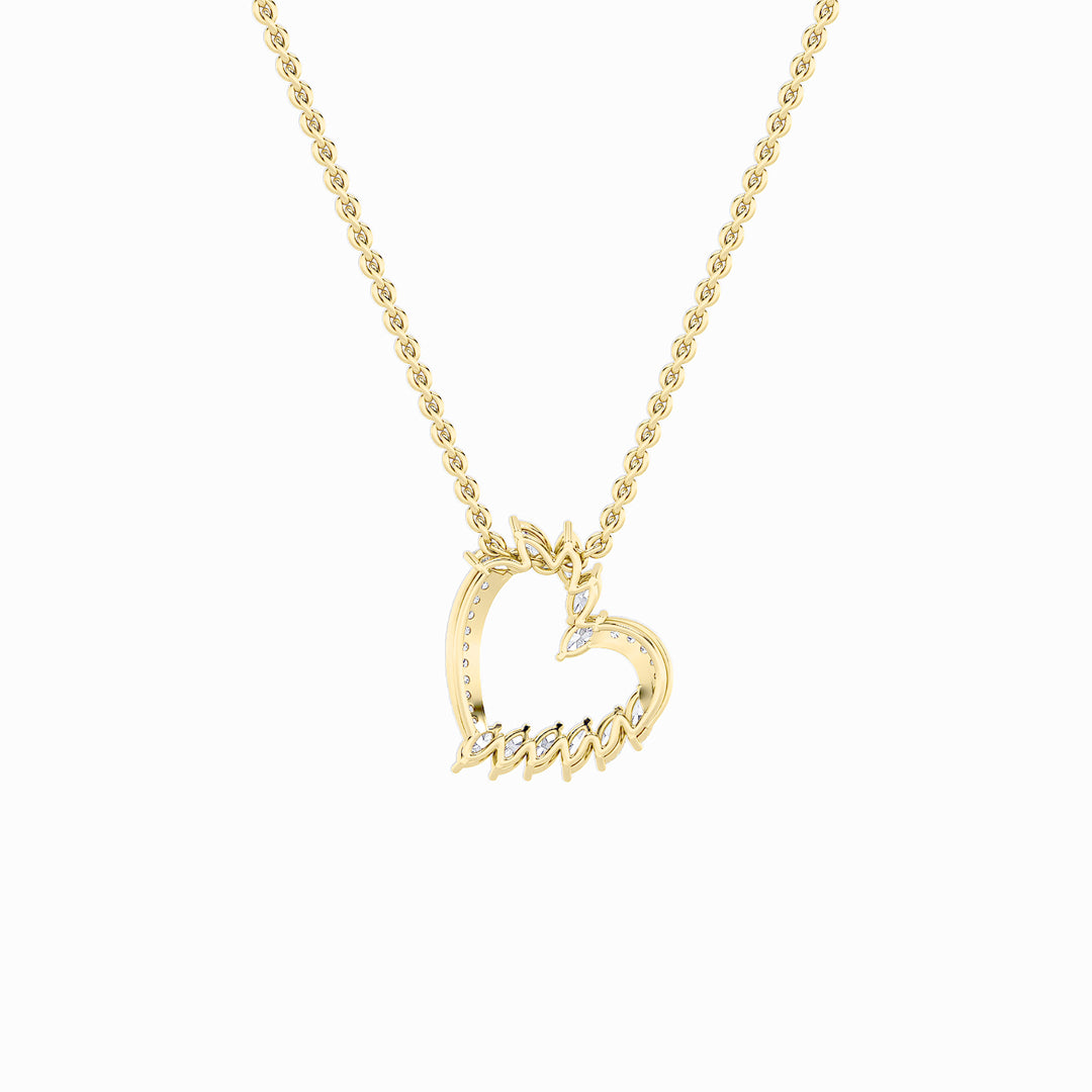 2.5Cttw Marquise Shaped Lab Grown Diamond (F/VS) Heart Shaped Pendant in 14K Gold