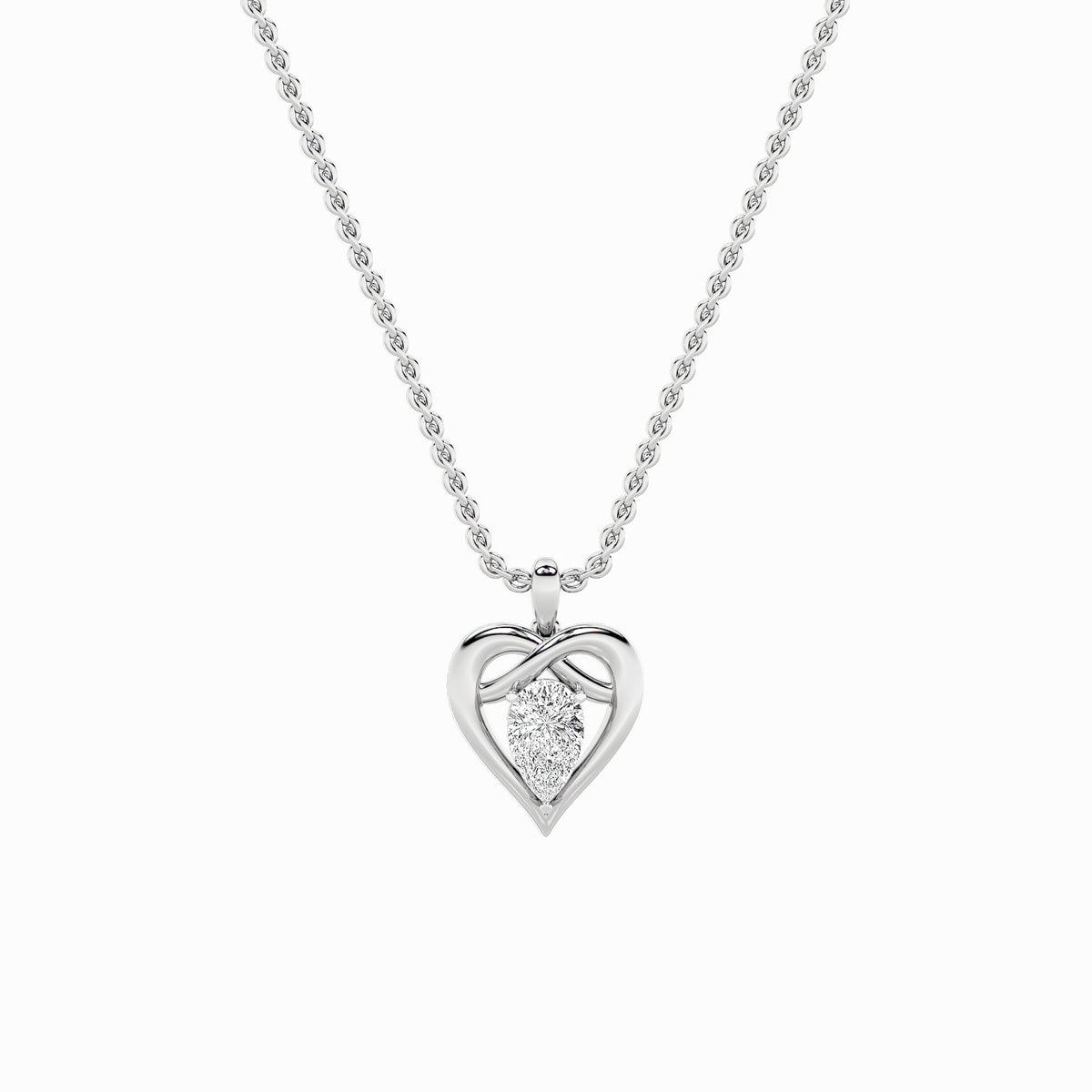 2Cttw Pear Shaped Lab Grown Diamond (F/VS) Heart Shaped Pendant in 14K Gold