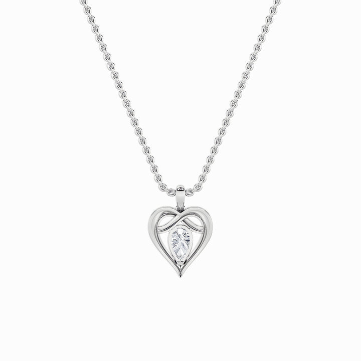 2Cttw Pear Shaped Lab Grown Diamond (F/VS) Heart Shaped Pendant in 14K Gold
