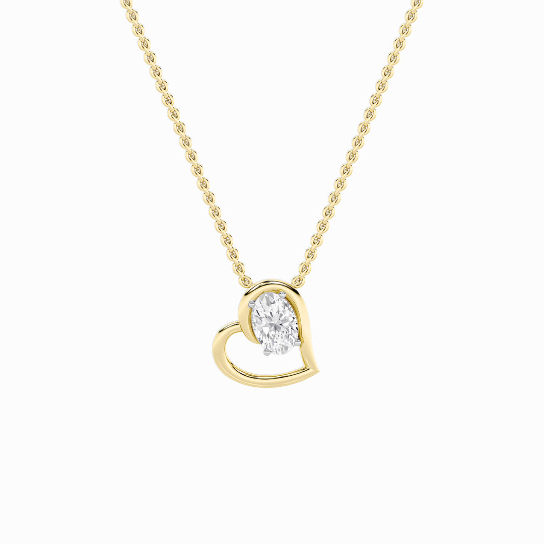 2Cttw Oval Shaped Lab Grown Diamond (F/VS) Heart Shaped Pendant in 14K Gold