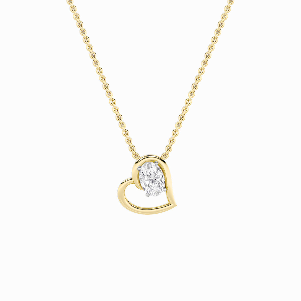 2Cttw Oval Shaped Lab Grown Diamond (F/VS) Heart Shaped Pendant in 14K Gold