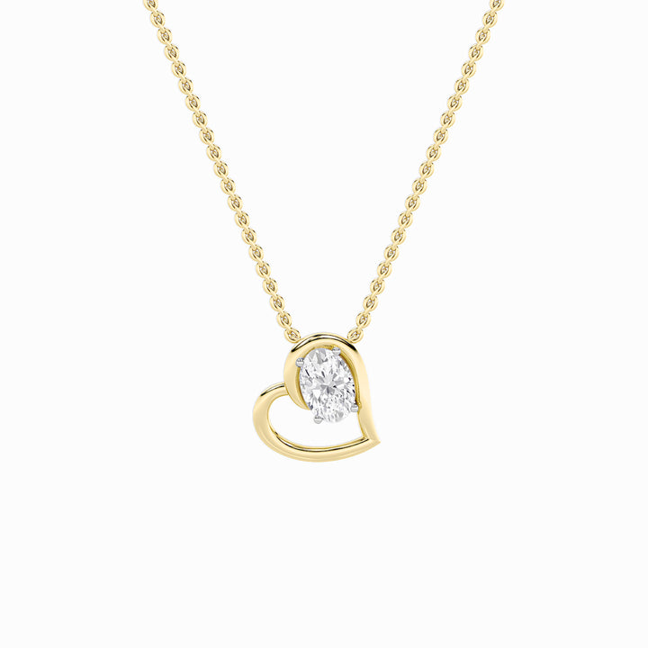 2Cttw Oval Shaped Lab Grown Diamond (F/VS) Heart Shaped Pendant in 14K Gold