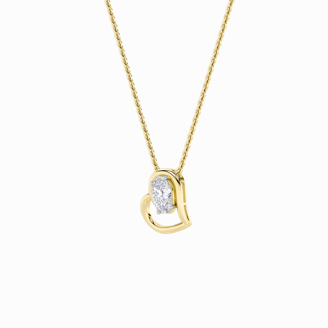 2Cttw Oval Shaped Lab Grown Diamond (F/VS) Heart Shaped Pendant in 14K Gold