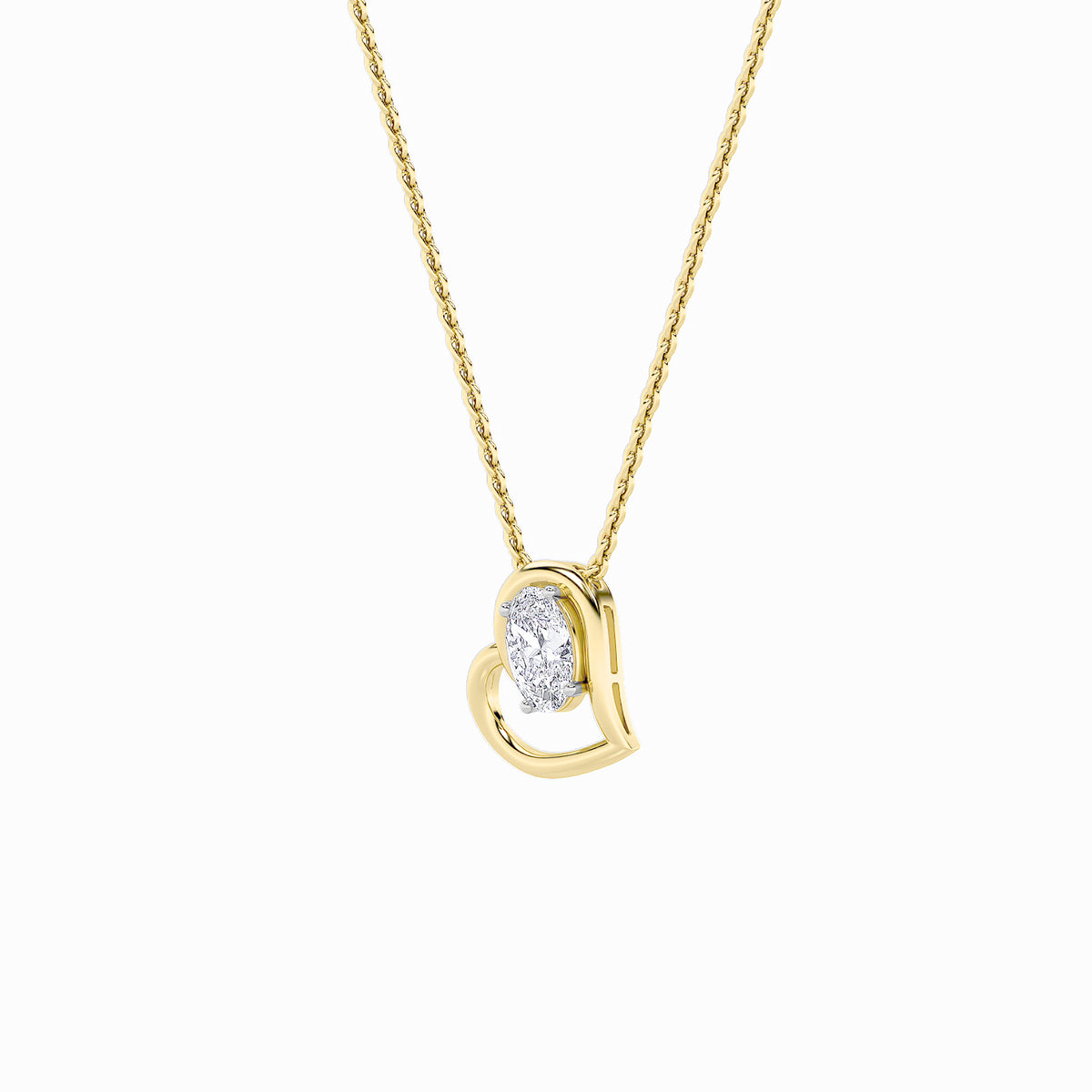 2Cttw Oval Shaped Lab Grown Diamond (F/VS) Heart Shaped Pendant in 14K Gold