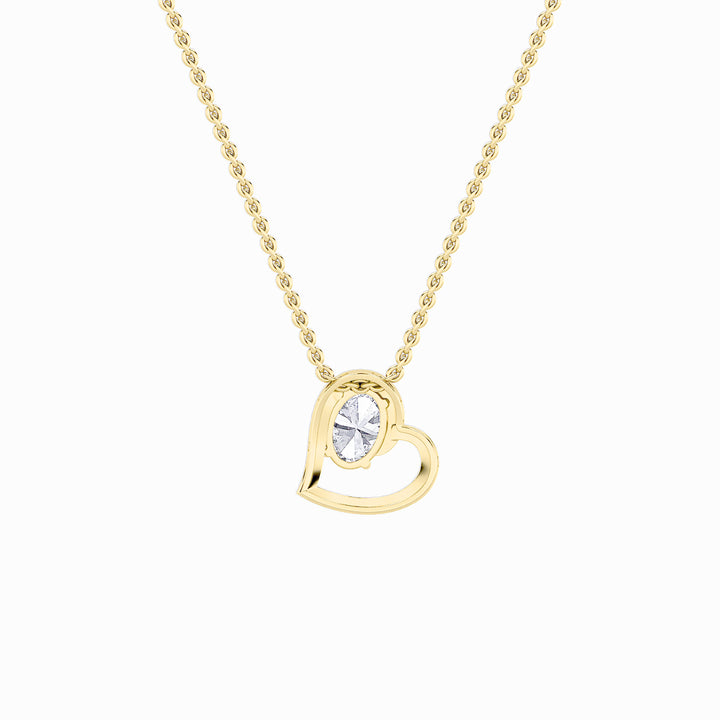 2Cttw Oval Shaped Lab Grown Diamond (F/VS) Heart Shaped Pendant in 14K Gold