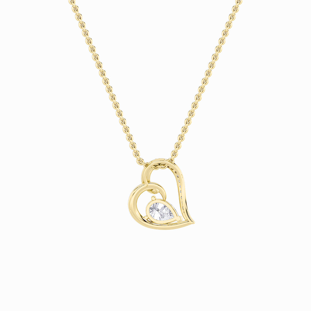 2Cttw Pear Shaped Lab Grown Diamond (F/VS) Heart Shaped Pendant in 14K Gold