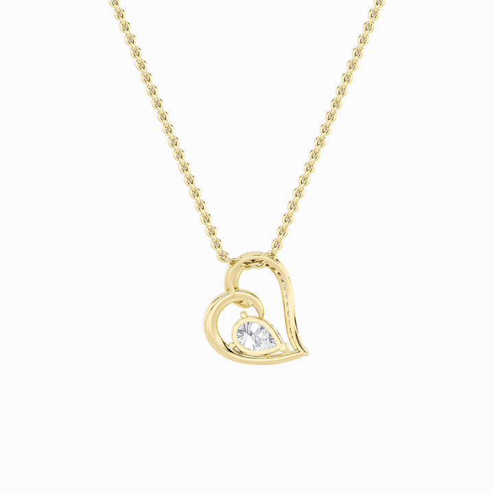 2Cttw Pear Shaped Lab Grown Diamond (F/VS) Heart Shaped Pendant in 14K Gold