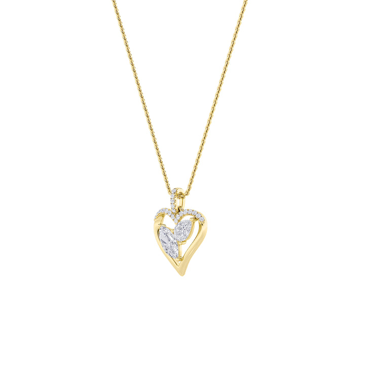 2.5Cttw Marquise Shaped Lab Grown Diamond (F/VS) Heart Shaped Pendant in 14K Gold