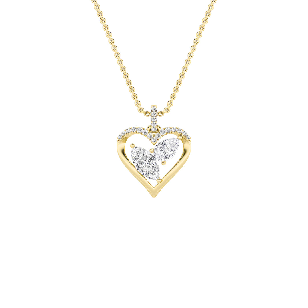 2.5Cttw Marquise Shaped Lab Grown Diamond (F/VS) Heart Shaped Pendant in 14K Gold