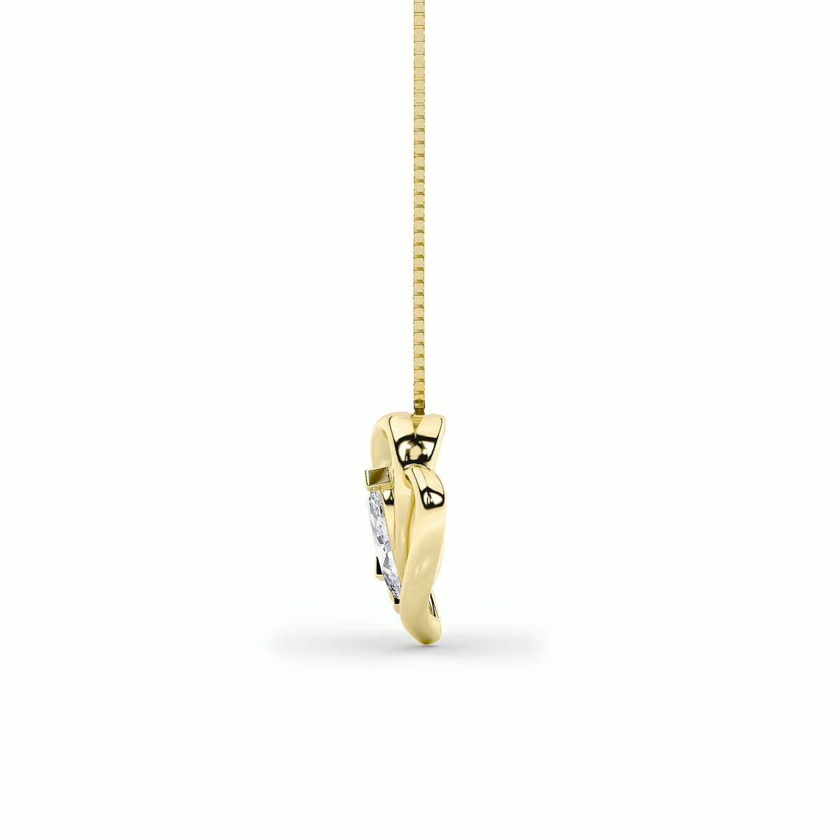 2Cttw Marquise Shaped Lab Grown Diamond (F/VS) Heart Shaped Pendant in 14K Gold