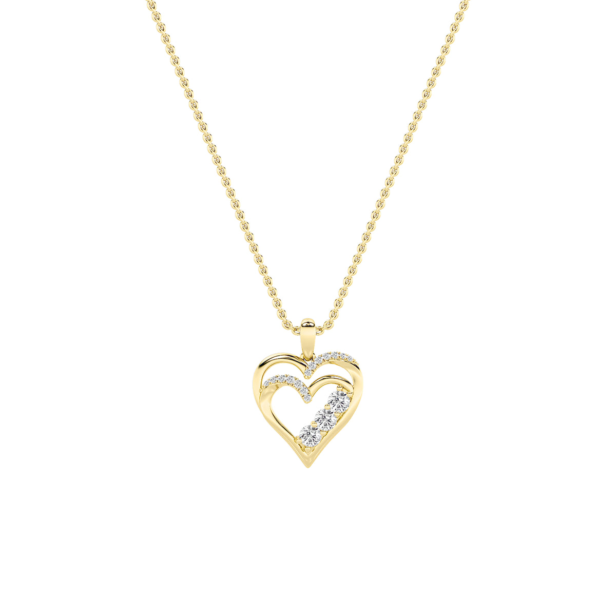 1Cttw Round Shaped Lab Grown Diamond (F/VS) HeartShaped Pendant in 14K Gold