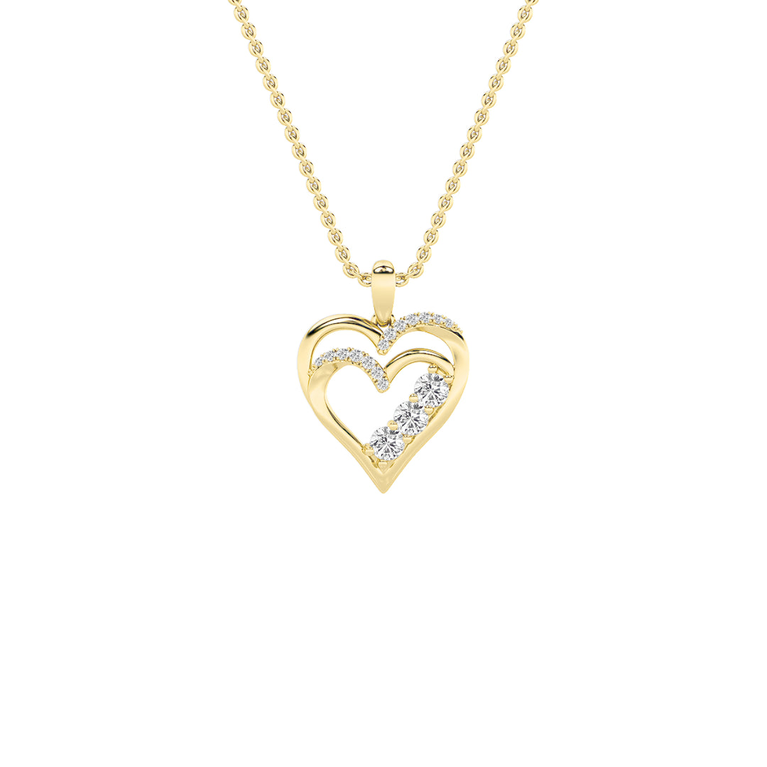 1Cttw Round Shaped Lab Grown Diamond (F/VS) HeartShaped Pendant in 14K Gold
