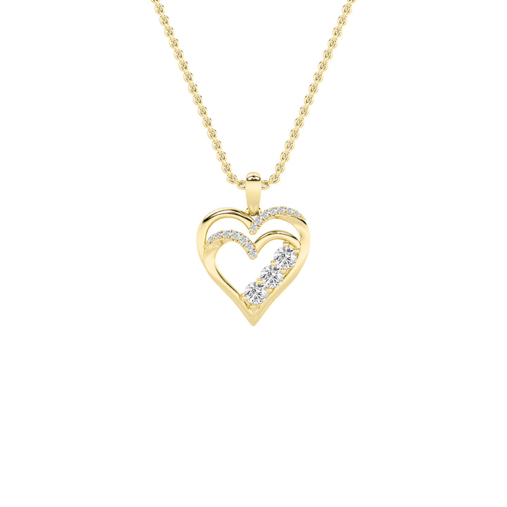 1Cttw Round Shaped Lab Grown Diamond (F/VS) HeartShaped Pendant in 14K Gold
