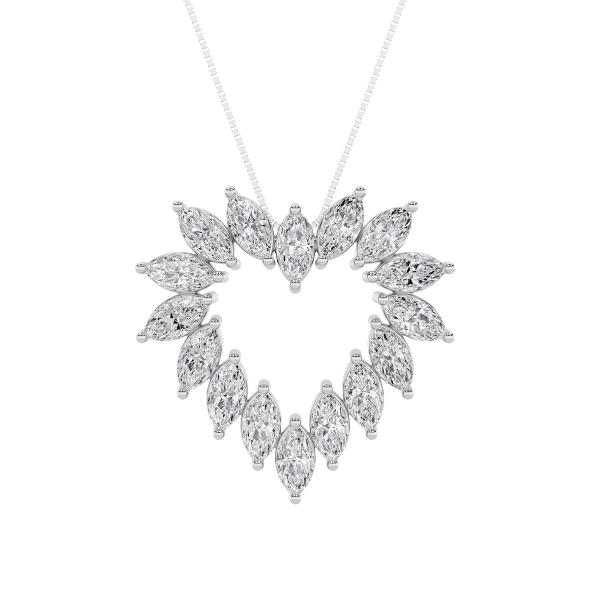 3Cttw Marquise Shaped Lab Grown Diamond (F/VS) Heart Shaped Pendant in 14K Gold