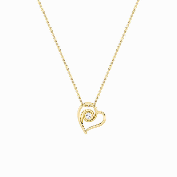 1Cttw Round Shaped Lab Grown Diamond (F/VS) HeartShaped Pendant in 14K Gold