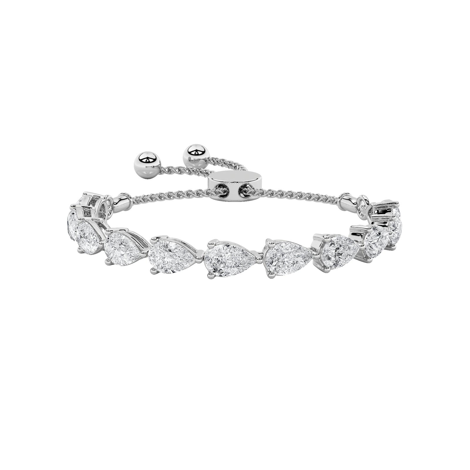 3.5CTW Pear Shaped Lab Grown Diamond (F/VS) Bolo Bracelet in 14K Gold