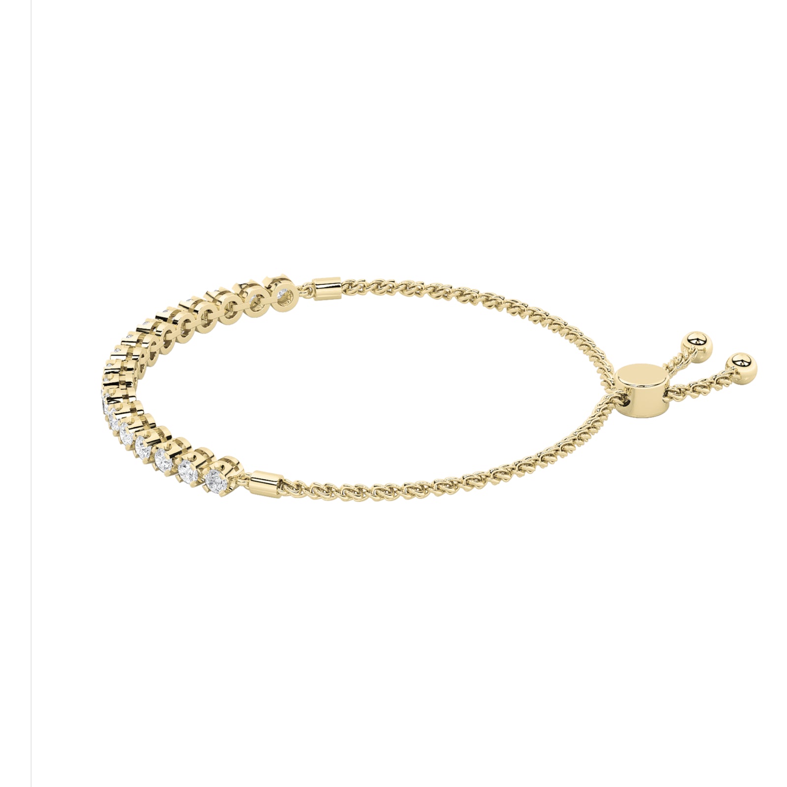 2CTW Round Shaped Lab Grown Diamond (F/VS) Bolo Bracelet in 14K Gold