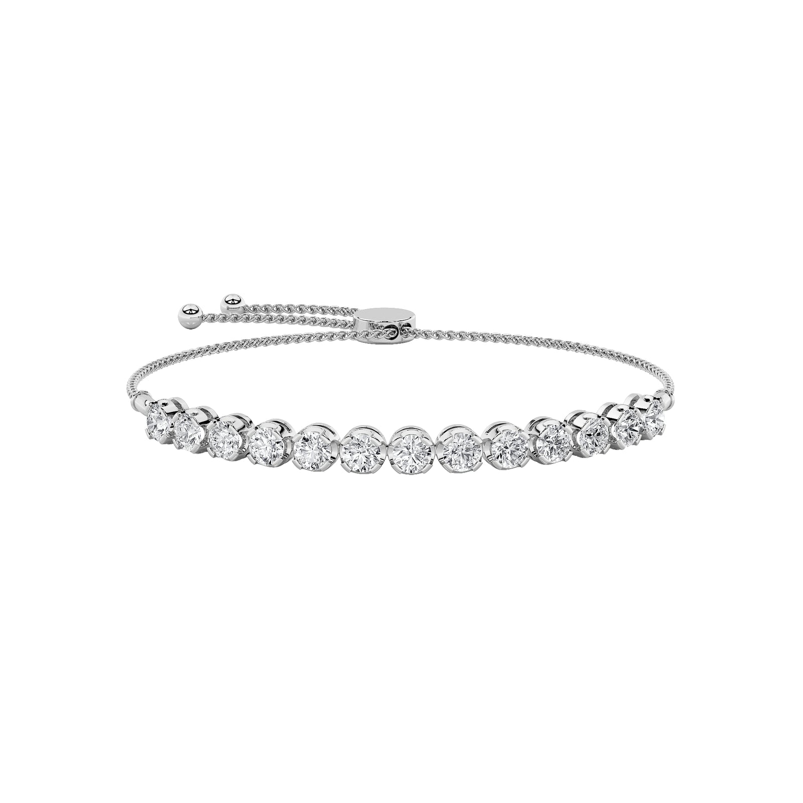2.5CTW Round Shaped Lab Grown Diamond (F/VS) Bolo Bracelet in 14K Gold