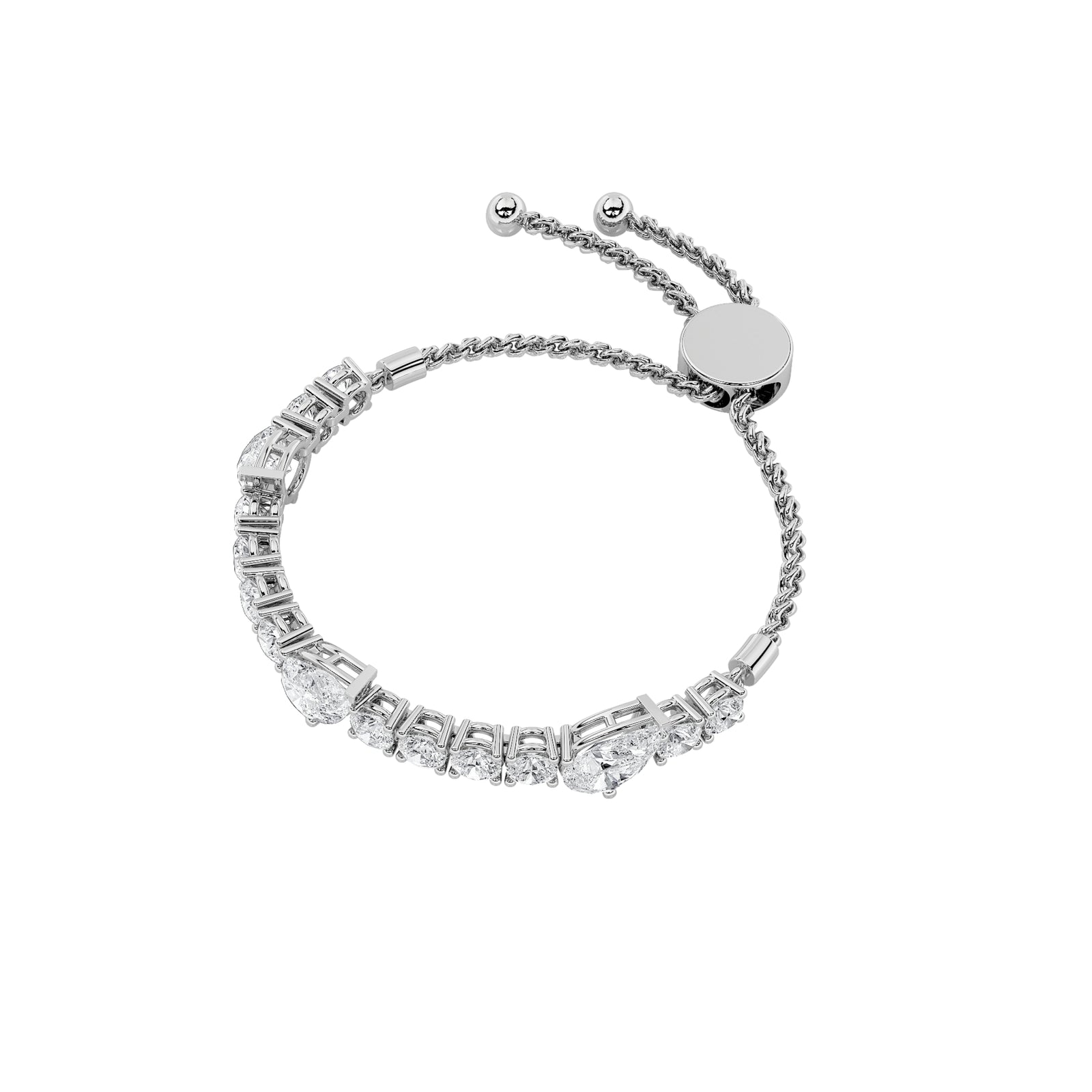 4.5CTW Pear Shaped Lab Grown Diamond (F/VS) Bolo Bracelet in 14K Gold