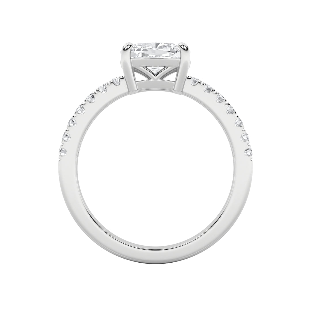1.5Cttw Elongated Cushion Shaped Lab Grown Diamond (F/VS) East West Accented Ring in 14K Gold