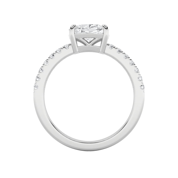 1.5Cttw Elongated Cushion Shaped Lab Grown Diamond (F/VS) East West Accented Ring in 14K Gold