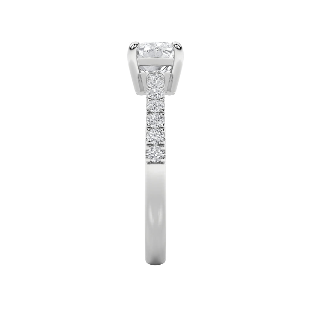 1.5Cttw Elongated Cushion Shaped Lab Grown Diamond (F/VS) East West Accented Ring in 14K Gold
