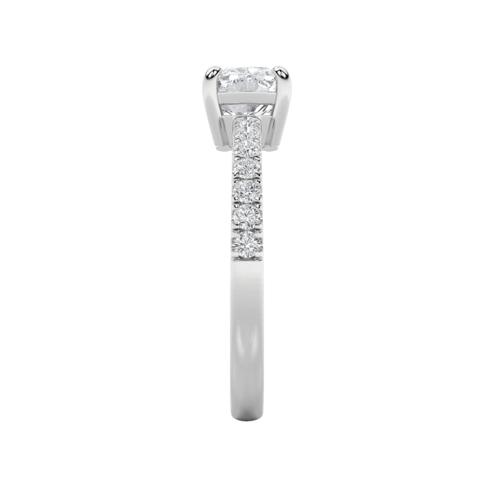 1.5Cttw Elongated Cushion Shaped Lab Grown Diamond (F/VS) East West Accented Ring in 14K Gold