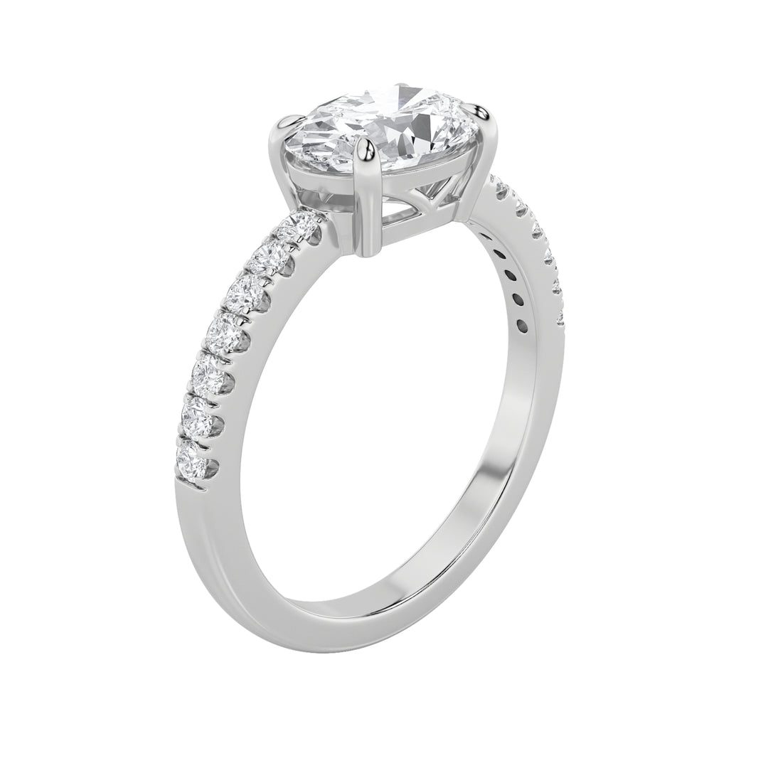 1.5Cttw Oval Shaped Lab Grown Diamond (F/VS) EastWest Accented Ring in 14K Gold