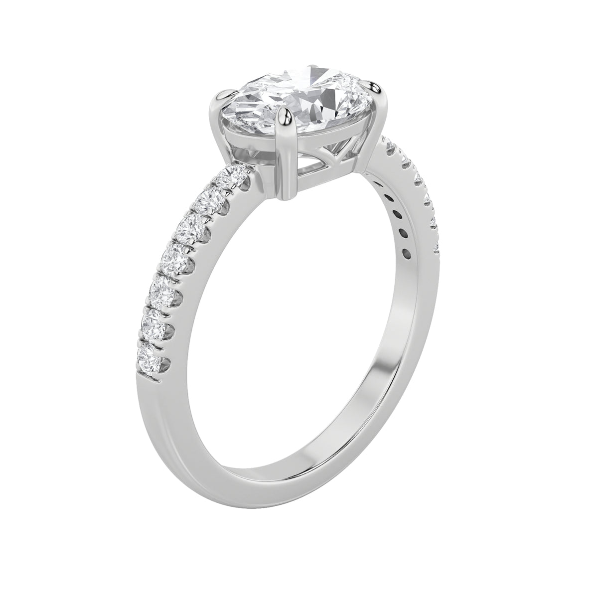 1.5Cttw Oval Shaped Lab Grown Diamond (F/VS) EastWest Accented Ring in 14K Gold