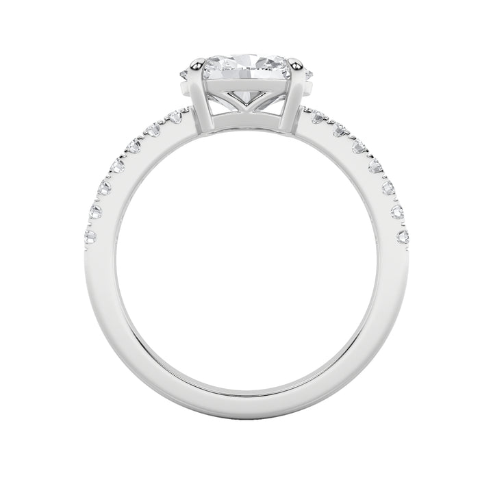 1.5Cttw Oval Shaped Lab Grown Diamond (F/VS) EastWest Accented Ring in 14K Gold
