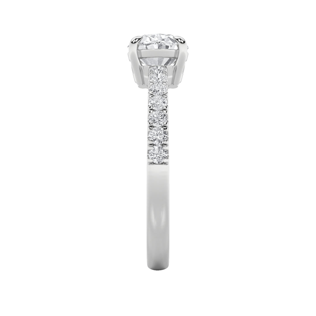 1.5Cttw Oval Shaped Lab Grown Diamond (F/VS) EastWest Accented Ring in 14K Gold