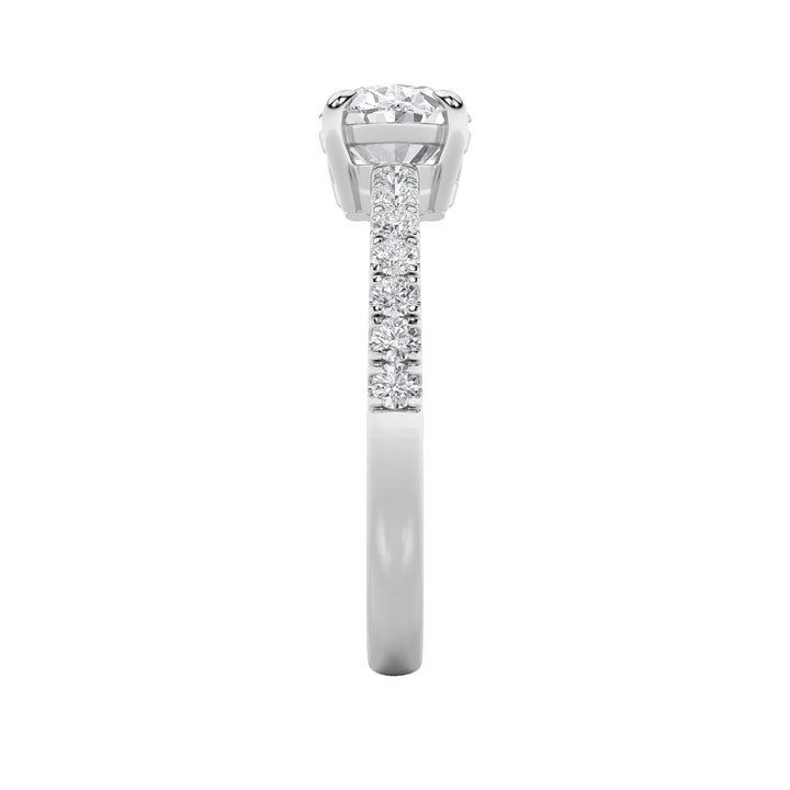 1.5Cttw Oval Shaped Lab Grown Diamond (F/VS) EastWest Accented Ring in 14K Gold