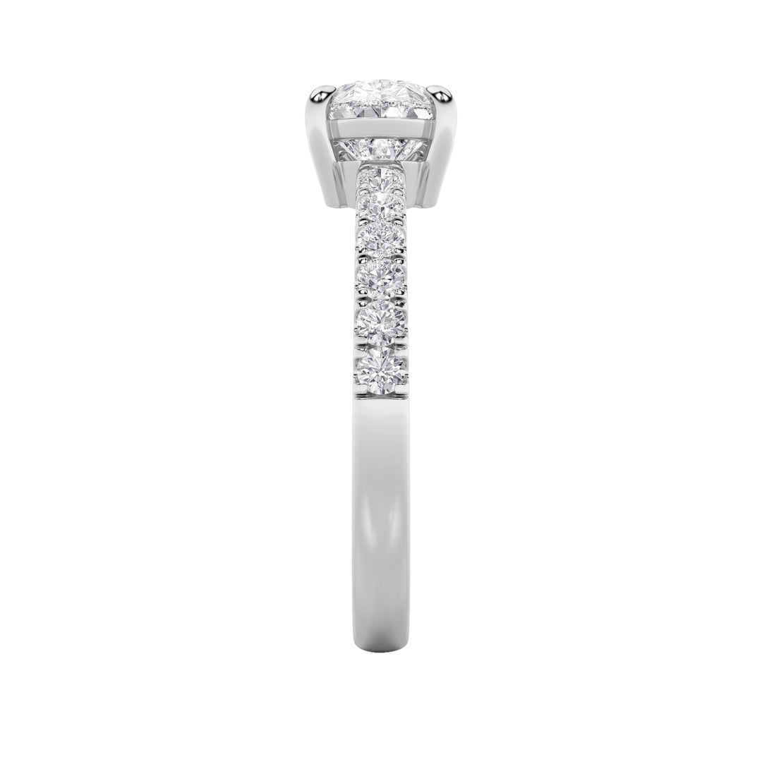 1.5Cttw Pear Shaped Lab Grown Diamond (F/VS) EastWest Accented Ring in 14K Gold