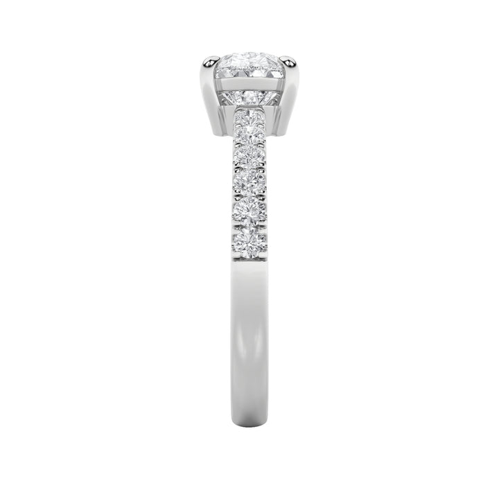 1.5Cttw Pear Shaped Lab Grown Diamond (F/VS) EastWest Accented Ring in 14K Gold