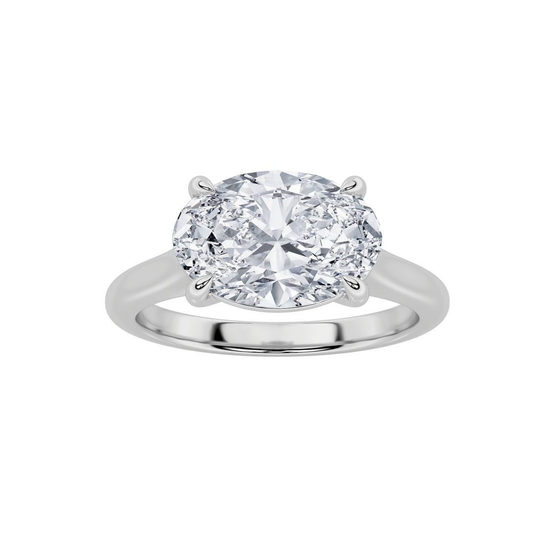2Cttw Oval Shaped Lab Grown Diamond (F/VS) East West Accented Ring in 14K Gold