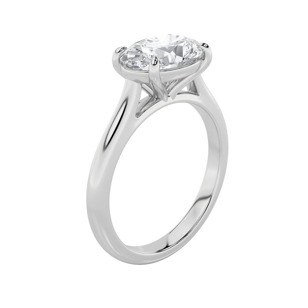 2Cttw Oval Shaped Lab Grown Diamond (F/VS) East West Accented Ring in 14K Gold