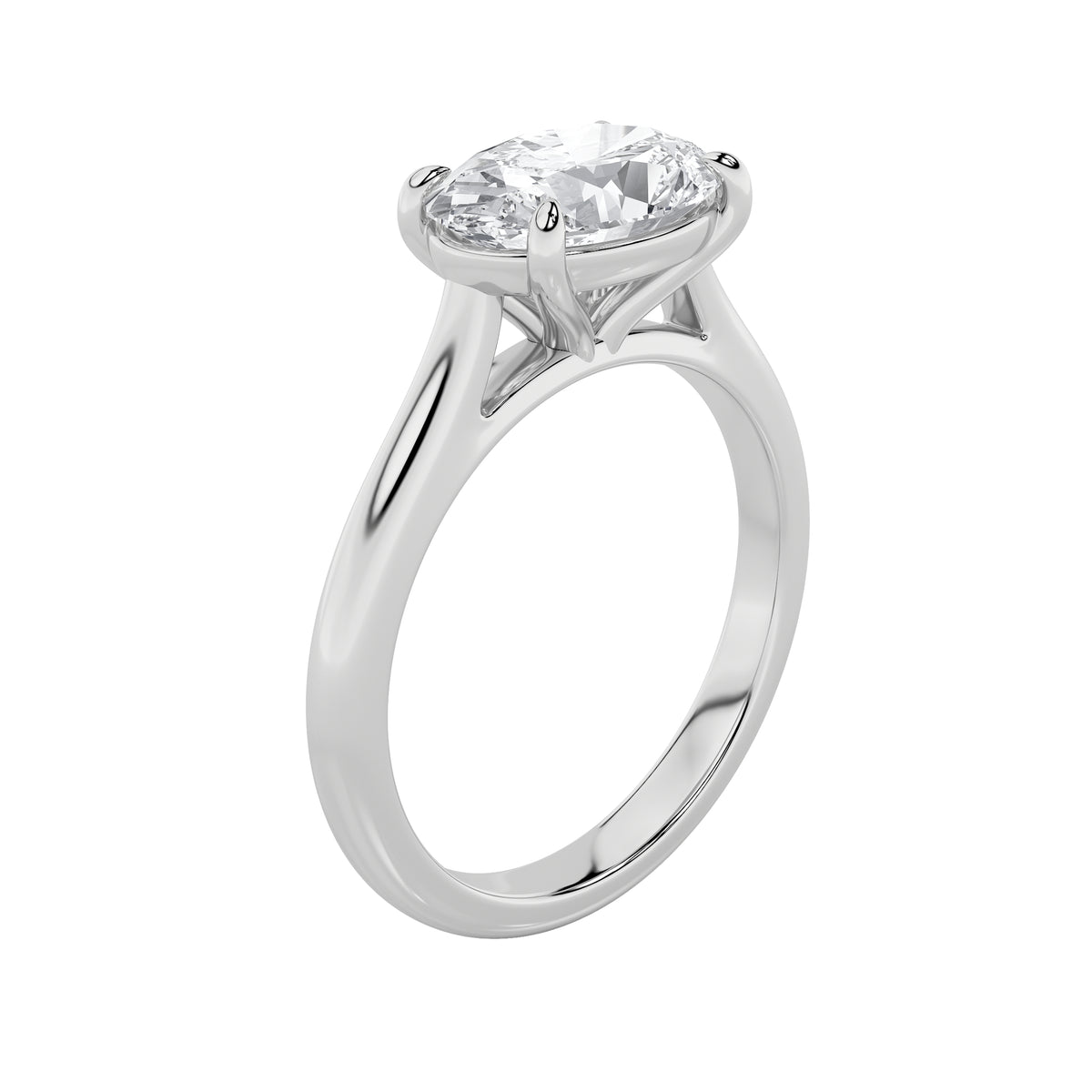 2Cttw Oval Shaped Lab Grown Diamond (F/VS) East West Accented Ring in 14K Gold