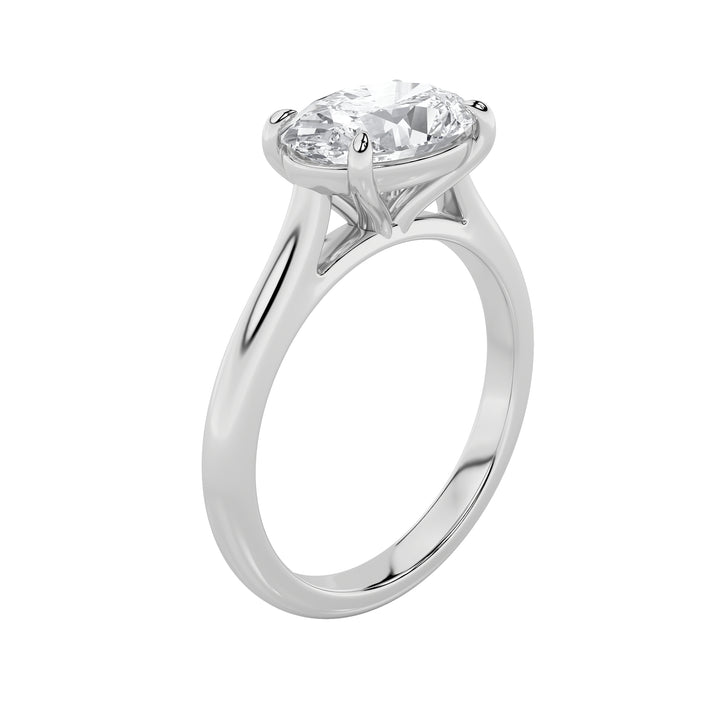 2Cttw Oval Shaped Lab Grown Diamond (F/VS) East West Accented Ring in 14K Gold