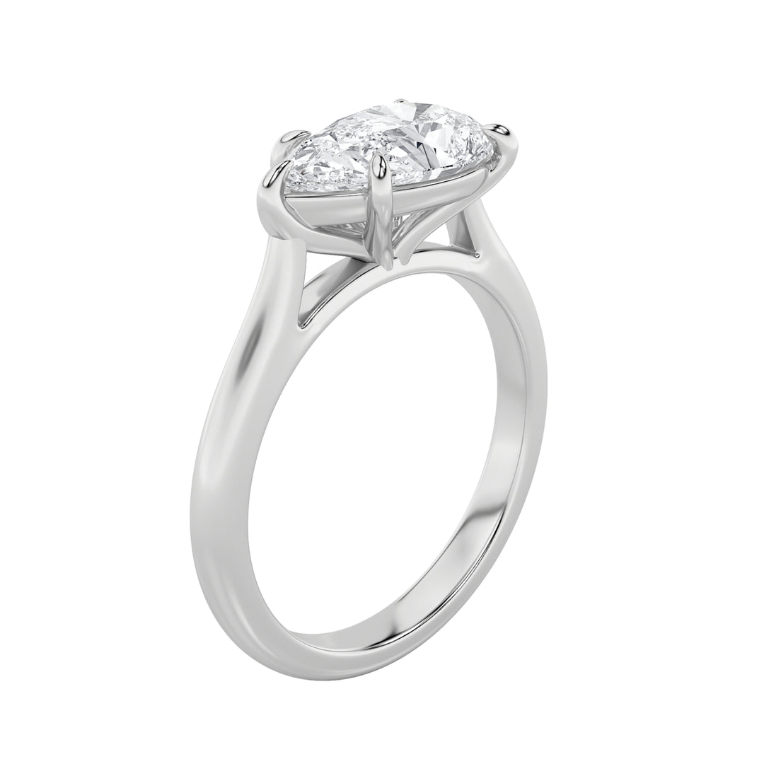 2Cttw Pear Shaped Lab Grown Diamond (F/VS) East West Accented Ring in 14K Gold