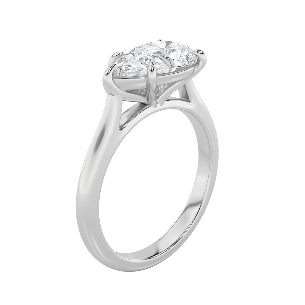 2Cttw Pear Shaped Lab Grown Diamond (F/VS) East West Accented Ring in 14K Gold