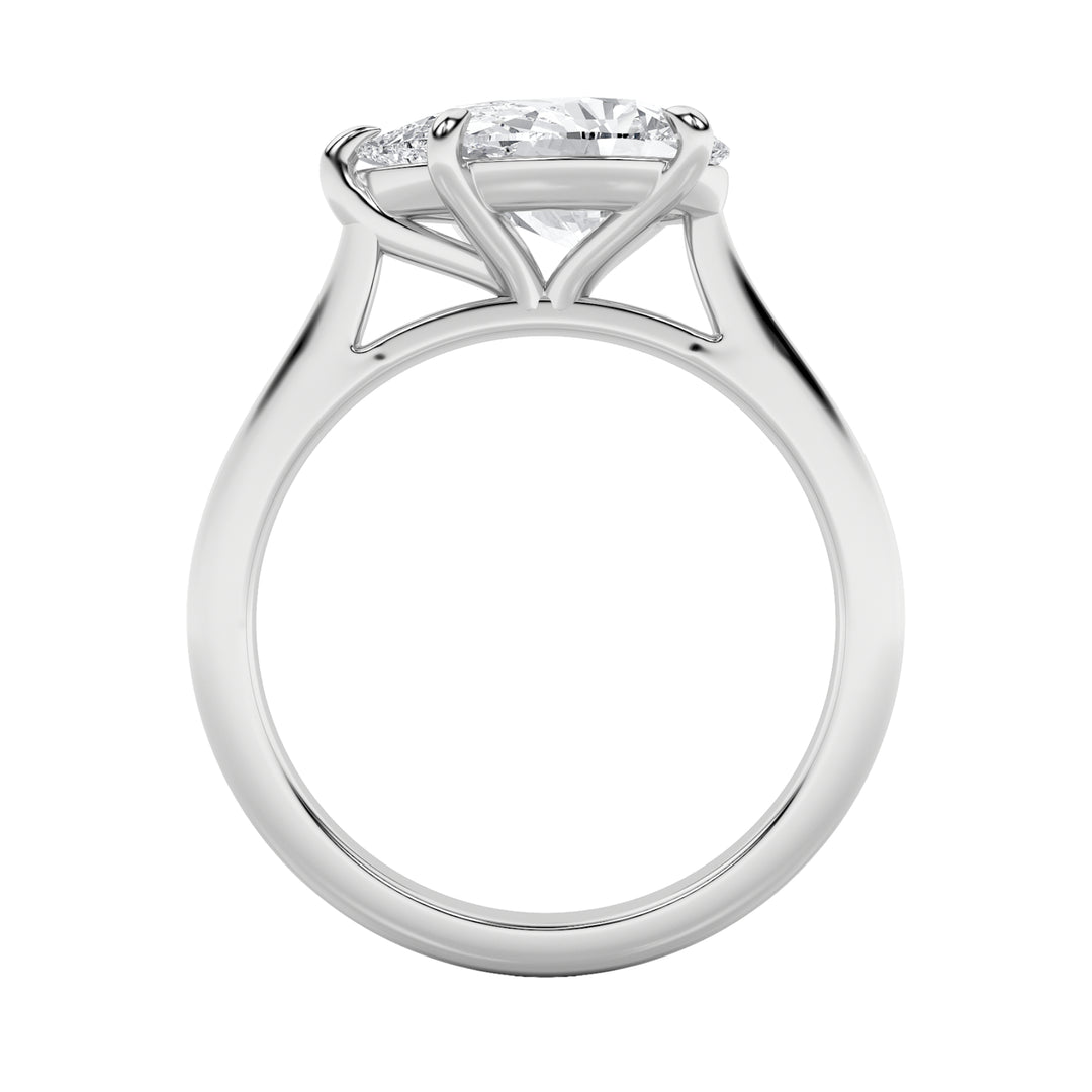 2Cttw Pear Shaped Lab Grown Diamond (F/VS) East West Accented Ring in 14K Gold