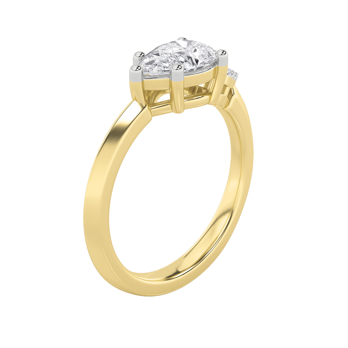 1Cttw Pear Shaped Lab Grown Diamond (F/VS) East West Fashion Ring in 14K Gold